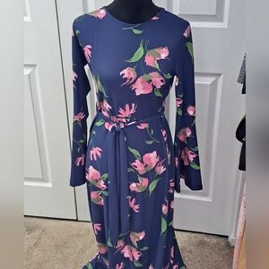 Tavin Blue With Pink Floral Maxi Dress   Size 6